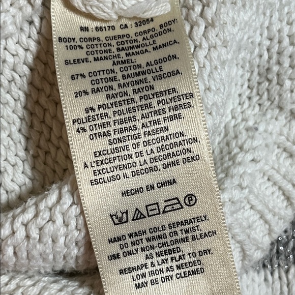 Anthropologie Moth "Jet'adore" Cream and Gray Striped Crew Neck Sweater Size L - Picture 6 of 6